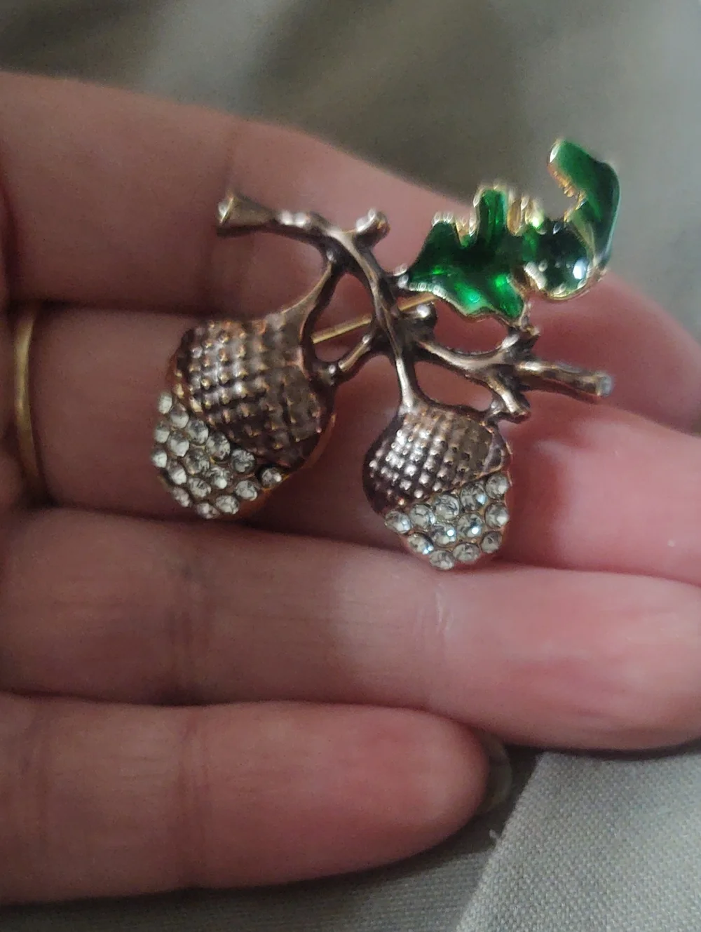 Bronze Tone Acorn Brooch
